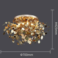 Plafonnier LED feuilles dorées Creative | Marco Lucetti 70 x 43cm