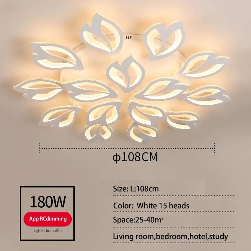 Plafonnier LED Fleur Acrylique Smart Control pour Hôtel et Café | Marco Lucetti 15 lumières