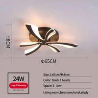 Plafonnier LED Fleur Acrylique Smart Control pour Hôtel et Café | Marco Lucetti 3 lumières noires