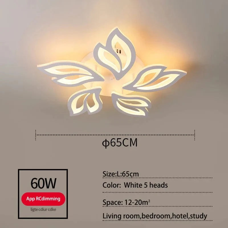 Plafonnier LED Fleur Acrylique Smart Control pour Hôtel et Café | Marco Lucetti 5 lumières