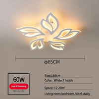 Plafonnier LED Fleur Acrylique Smart Control pour Hôtel et Café | Marco Lucetti 5 lumières