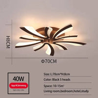 Plafonnier LED Fleur Acrylique Smart Control pour Hôtel et Café | Marco Lucetti 5 lumières noires