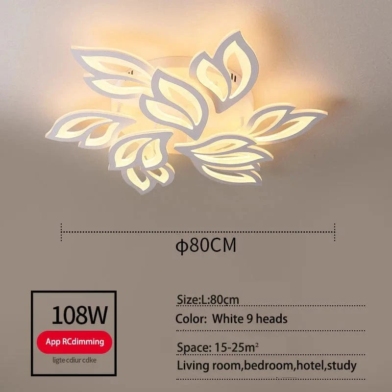 Plafonnier LED Fleur Acrylique Smart Control pour Hôtel et Café | Marco Lucetti 9 lumières