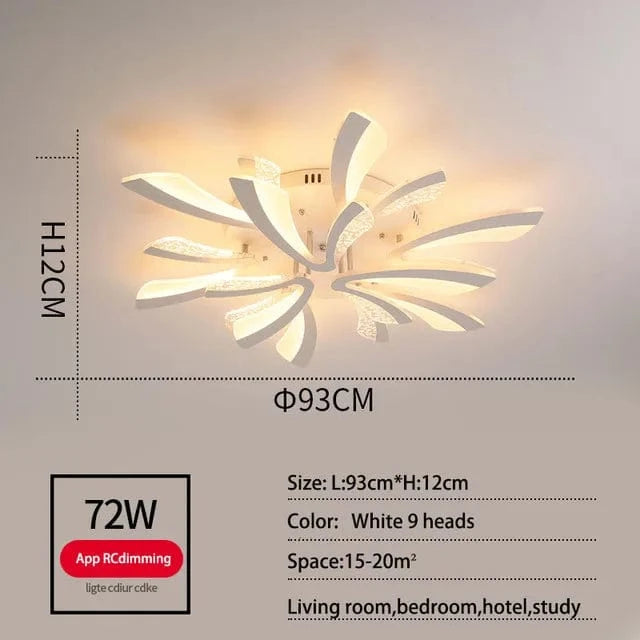 Plafonnier LED Fleur Acrylique Smart Control pour Hôtel et Café | Marco Lucetti 9 lumières blanches