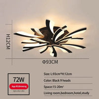 Plafonnier LED Fleur Acrylique Smart Control pour Hôtel et Café | Marco Lucetti 9 lumières noires