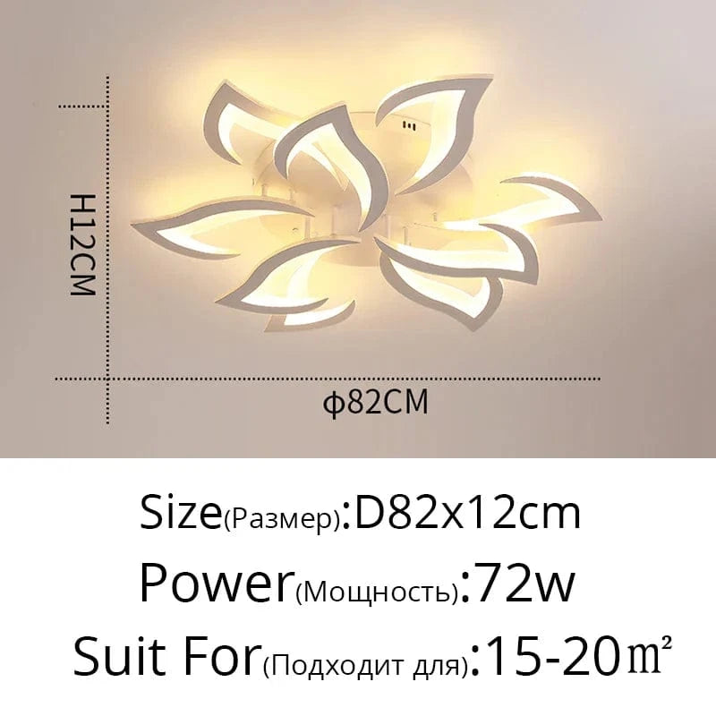 Plafonnier LED Fleur en Acrylique | Marco Lucetti Blanc 9 têtes
