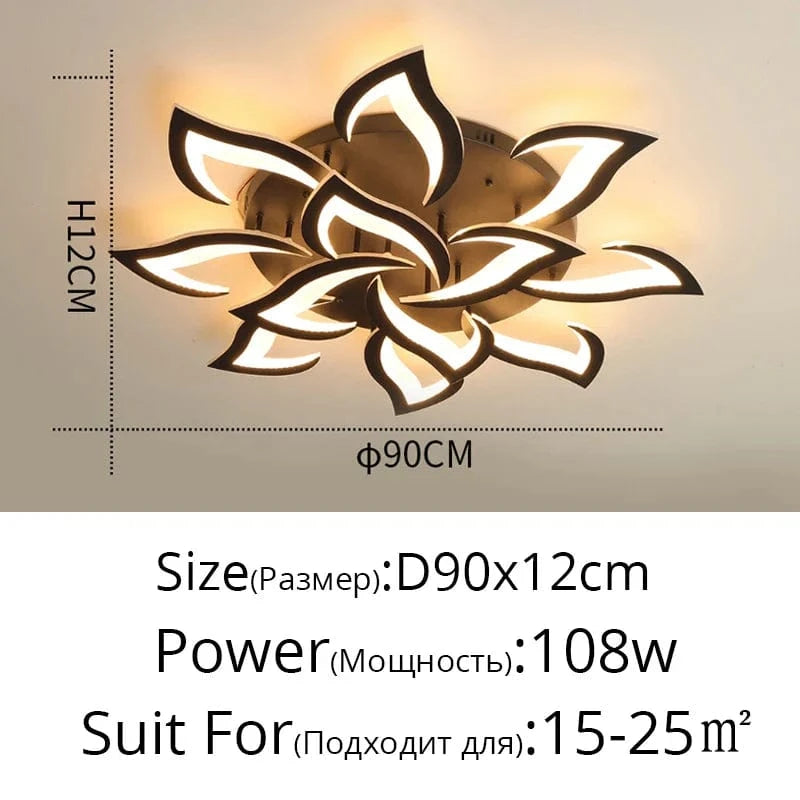 Plafonnier LED Fleur en Acrylique | Marco Lucetti Noir 12 têtes