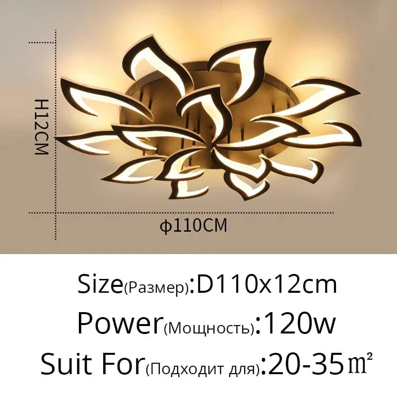 Plafonnier LED Fleur en Acrylique | Marco Lucetti Noir 15 têtes