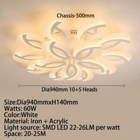 Plafonnier LED Floral Jalen   | Marco Lucetti 15 Lumières - Blanc