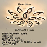 Plafonnier LED Floral Jalen   | Marco Lucetti 15 Lumières - Noir