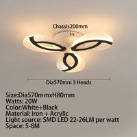 Plafonnier LED Floral Jalen   | Marco Lucetti 3 Lumières - Noir