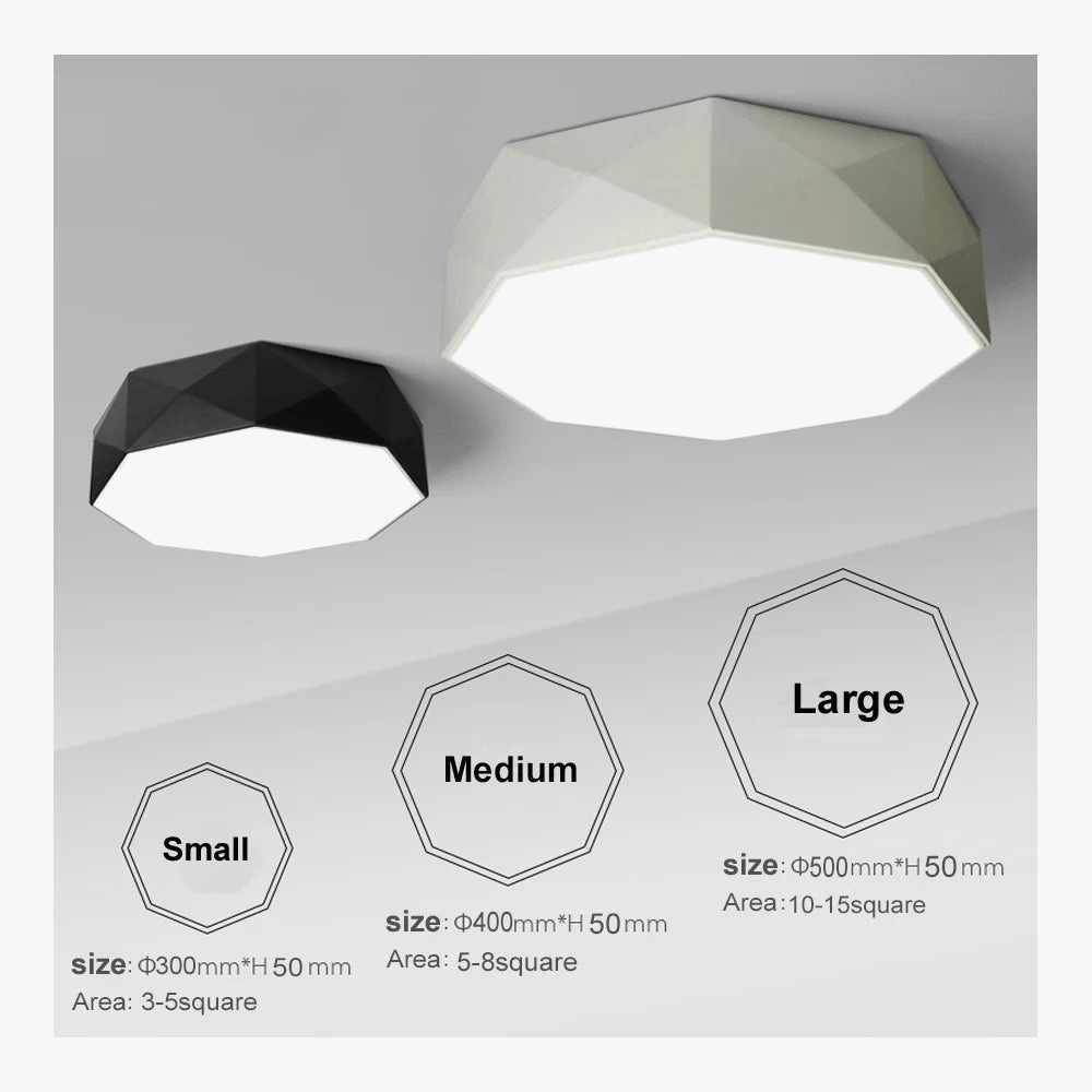 Plafonnier LED Geo, disponible en noir ou blanc. | Marco Lucetti