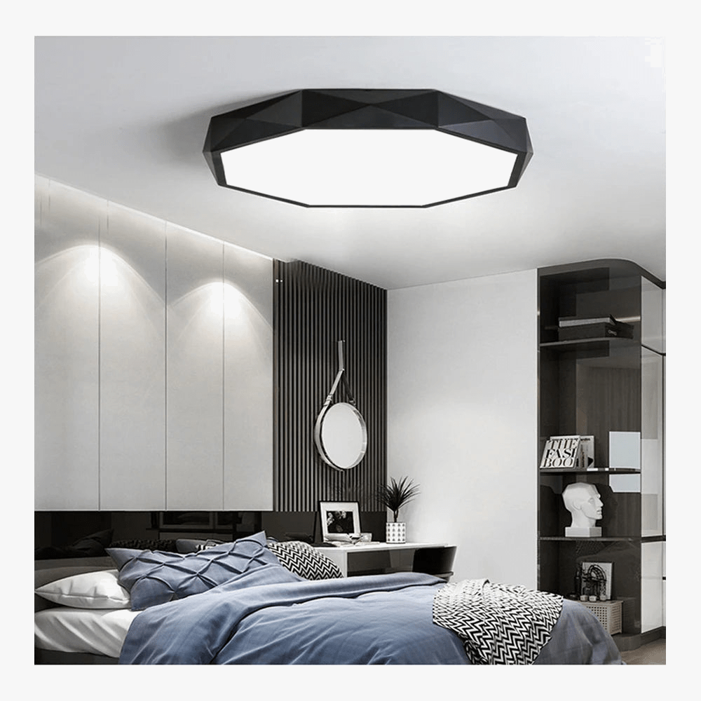 Plafonnier LED Geo, disponible en noir ou blanc. | Marco Lucetti