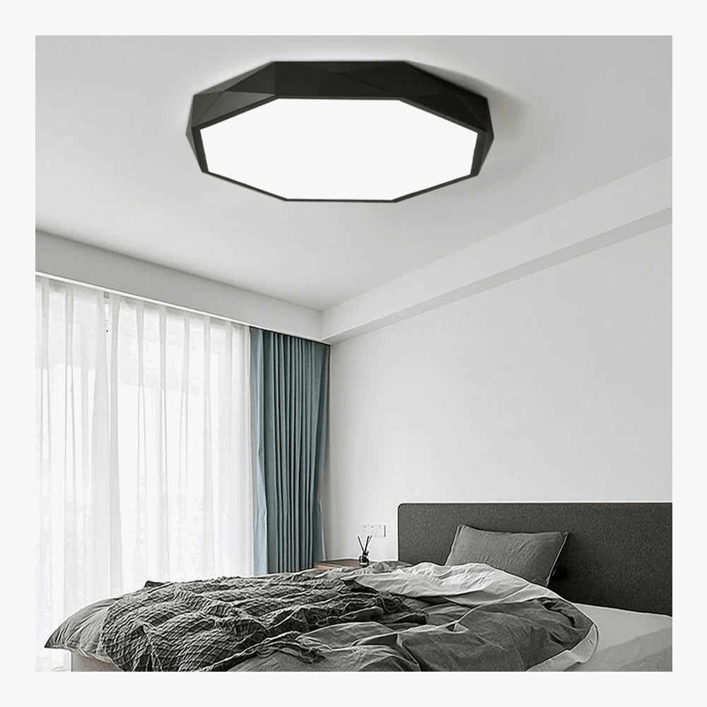 Plafonnier LED Geo, disponible en noir ou blanc. | Marco Lucetti