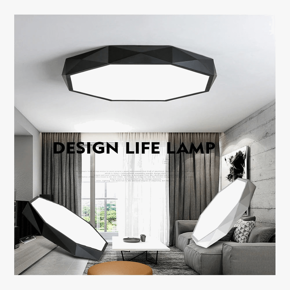 Plafonnier LED Geo, disponible en noir ou blanc. | Marco Lucetti