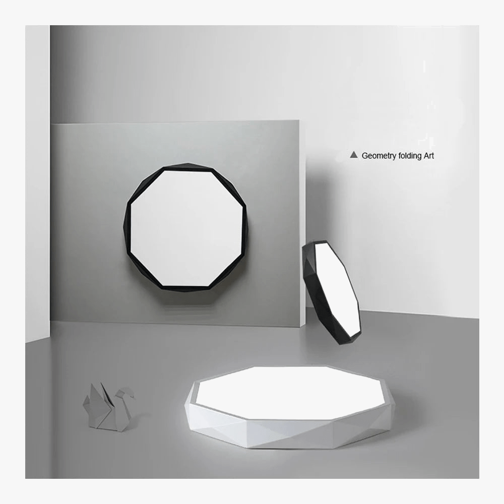 Plafonnier LED Geo, disponible en noir ou blanc. | Marco Lucetti