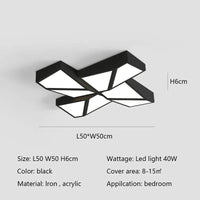 Plafonnier Led Geometric Design | Marco Lucetti Noir L50cm 40W / 3lumière variable