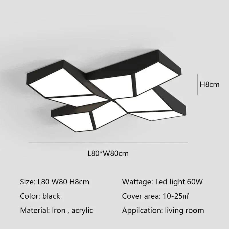 Plafonnier Led Geometric Design | Marco Lucetti Noir L80cm 60W / 3lumière variable