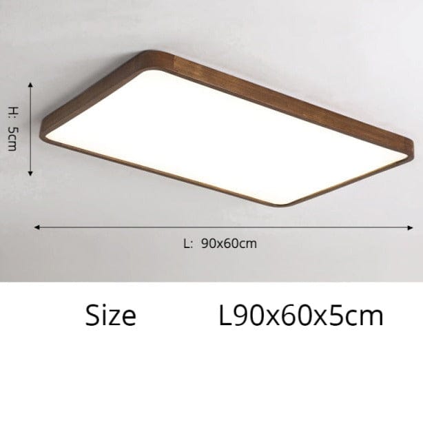 Plafonnier LED Géométrique Bois Evelyn | Marco Lucetti Carré - 90x60cm / Chaude