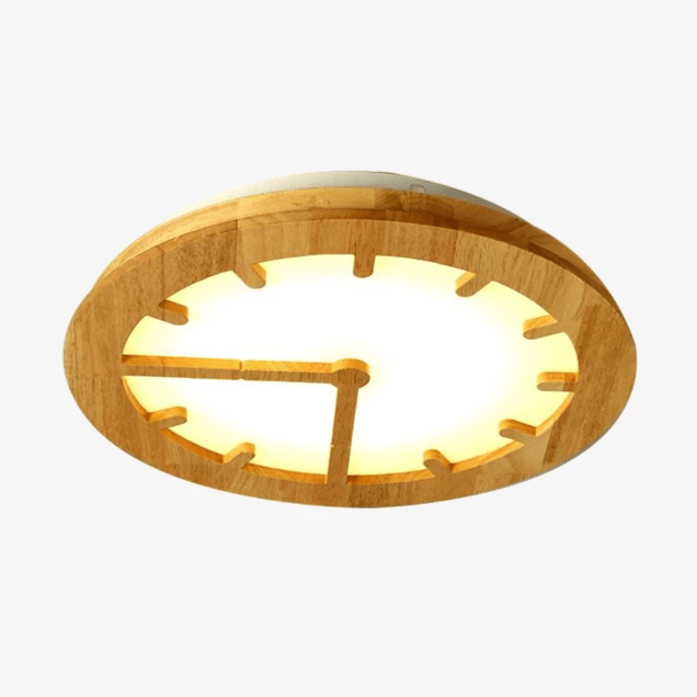 Plafonnier LED en Bois avec Horloge