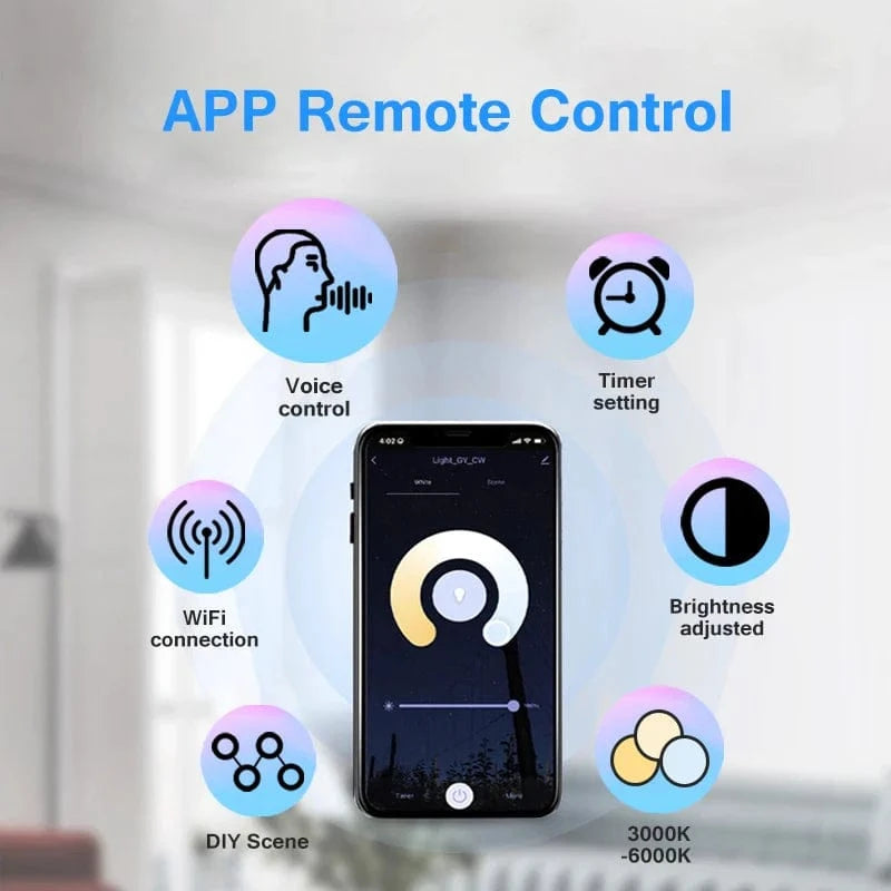 Plafonnier LED Intelligent 3 Couleurs avec Télécommande Tuya App - Smart Lighting | Marco Lucetti