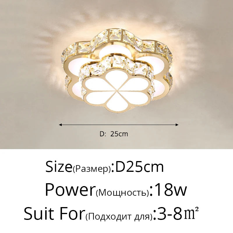Plafonnier LED Intelligent Fleur de Cristal Moderne