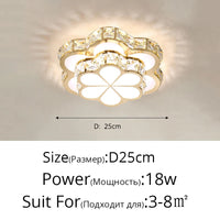 Plafonnier LED Intelligent Fleur de Cristal Moderne