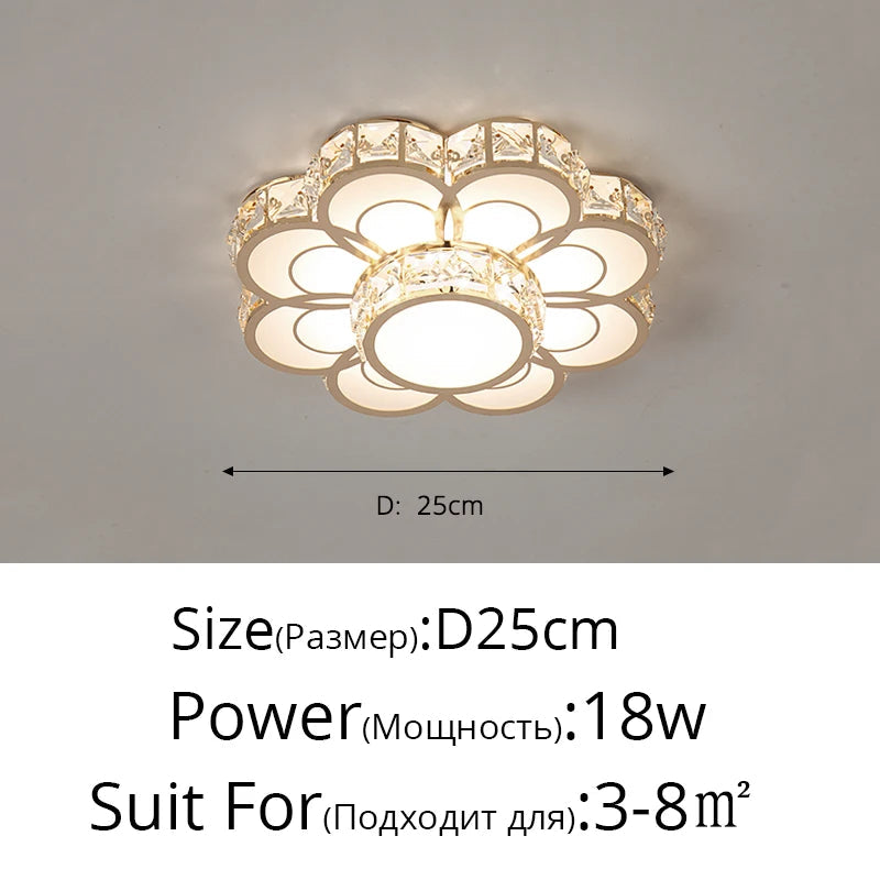 Plafonnier LED Intelligent Fleur de Cristal Moderne