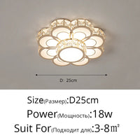 Plafonnier LED Intelligent Fleur de Cristal Moderne