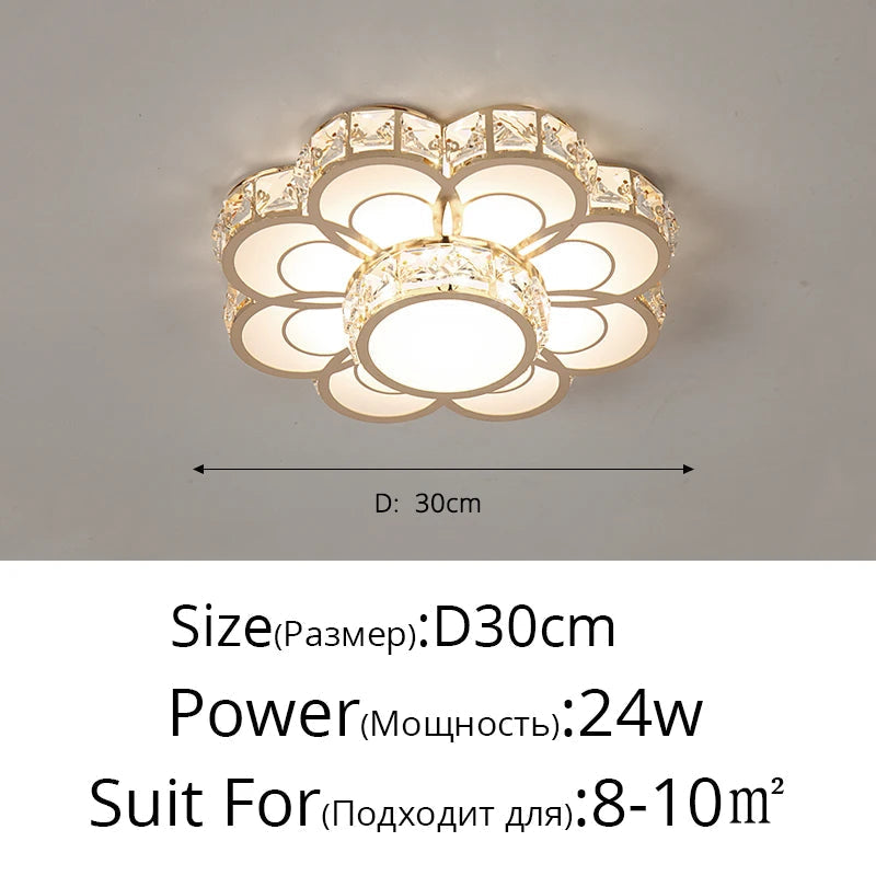 Plafonnier LED Intelligent Fleur de Cristal Moderne