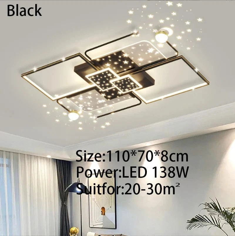 Plafonnier LED Intelligent Modernité & Créativité pour Décoration Intérieure | Marco Lucetti Noir 110cm 1 / 3 couleurs pas de télécommande