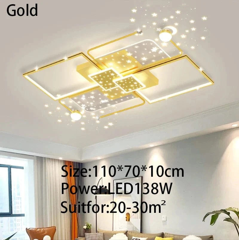 Plafonnier LED Intelligent Modernité & Créativité pour Décoration Intérieure | Marco Lucetti Or 110cm / 3 couleurs pas de télécommande