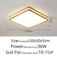 Plafonnier LED intelligently simple rectangulaire nordique et moderne. | Marco Lucetti Carré L50x50cm 36W / Blanc froid