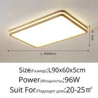 Plafonnier LED intelligently simple rectangulaire nordique et moderne. | Marco Lucetti Carré L90x60cm 96W / Blanc froid