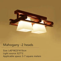 Plafonnier LED japonais avec abat-jour en verre et base en bois - Édition Exclusive | Marco Lucetti 2 têtes-C / Lumière chaude