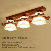 Plafonnier LED japonais avec abat-jour en verre et base en bois - Édition Exclusive | Marco Lucetti 3 têtes-B / Lumière chaude