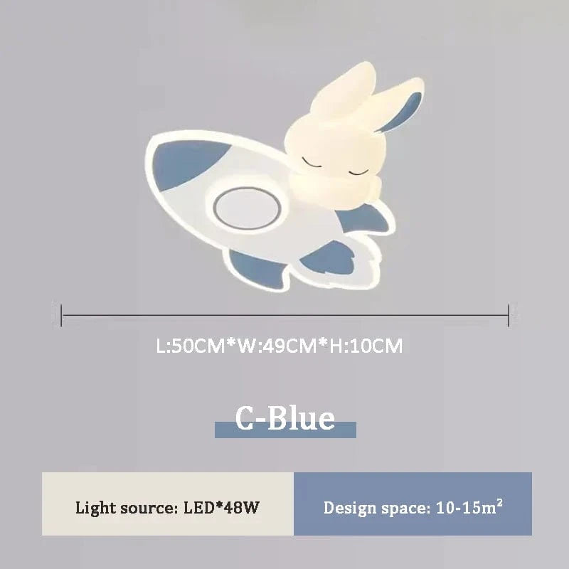 Plafonnier LED Lapin Blanc pour Chambre d'Enfant Princesses | Marco Lucetti C Bleu / 3 températures de couleur