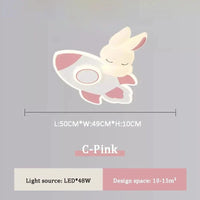 Plafonnier LED Lapin Blanc pour Chambre d'Enfant Princesses | Marco Lucetti C Rose / 3 températures de couleur