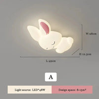 Plafonnier LED Lapin Blanc pour Chambre d'Enfant Princesses | Marco Lucetti UN / Gradation RC