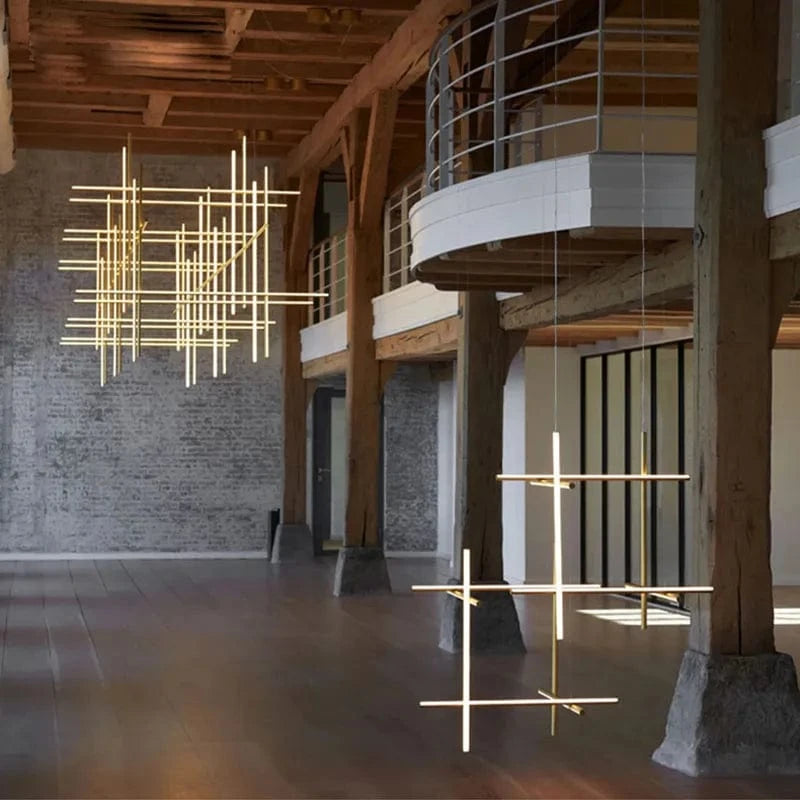 Plafonnier LED linéaire moderne "Made in Italy" pour décoration haut de gamme de l'hôtel et de la salle à manger | Marco Lucetti