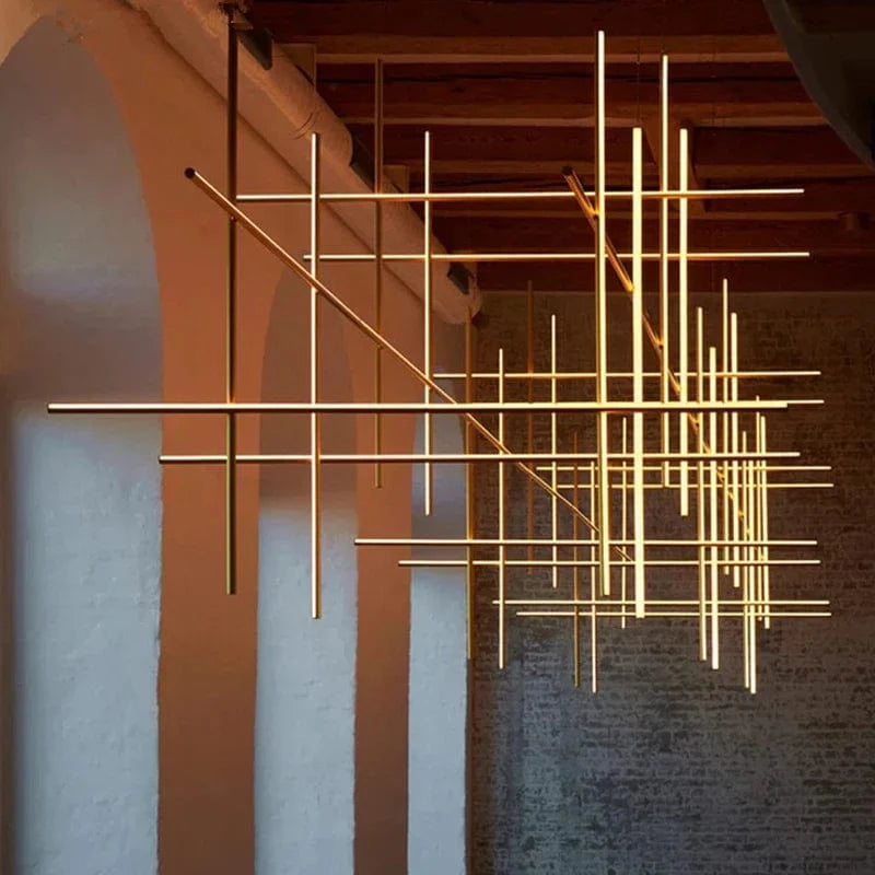 Plafonnier LED linéaire moderne "Made in Italy" pour décoration haut de gamme de l'hôtel et de la salle à manger | Marco Lucetti