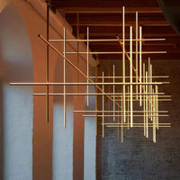 Plafonnier LED linéaire moderne "Made in Italy" pour décoration haut de gamme de l'hôtel et de la salle à manger | Marco Lucetti