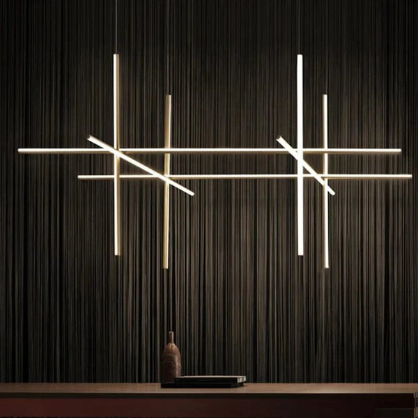 Plafonnier LED linéaire moderne "Made in Italy" pour décoration haut de gamme de l'hôtel et de la salle à manger | Marco Lucetti