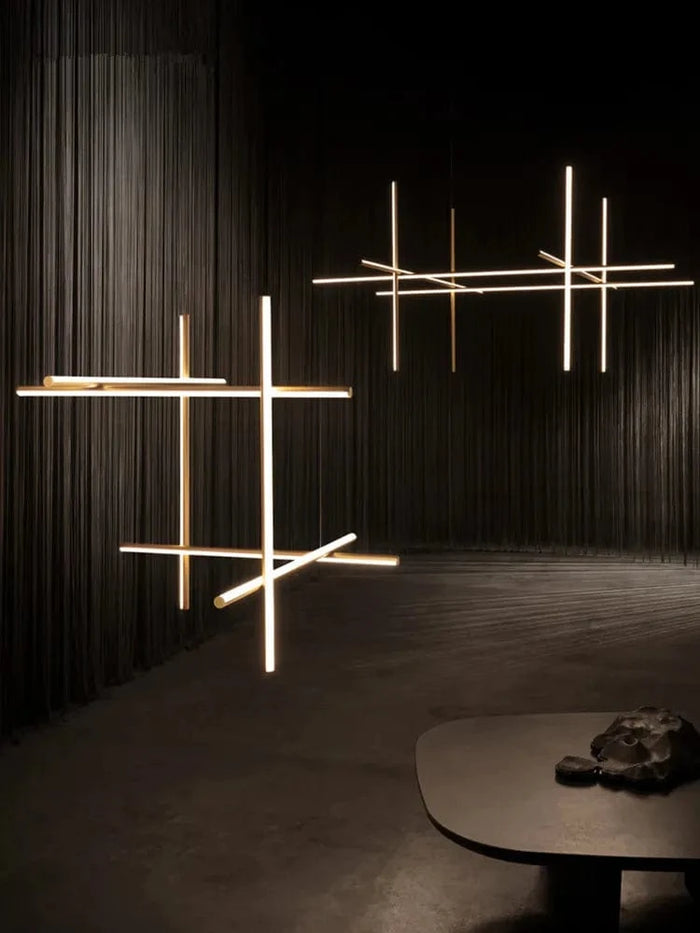 Plafonnier LED linéaire moderne "Made in Italy" pour décoration haut de gamme de l'hôtel et de la salle à manger | Marco Lucetti