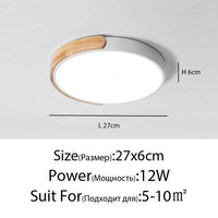 Plafonnier LED "Lumière Douce" en métal et bois$arrondi | Marco Lucetti Blanc - 27 x 6cm - 12w / Froide