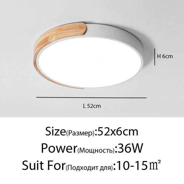 Plafonnier LED "Lumière Douce" en métal et bois$arrondi | Marco Lucetti Blanc - 52 x 6cm - 36w / Froide