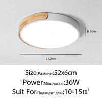 Plafonnier LED "Lumière Douce" en métal et bois$arrondi | Marco Lucetti Blanc - 52 x 6cm - 36w / Froide