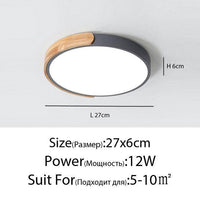 Plafonnier LED "Lumière Douce" en métal et bois$arrondi | Marco Lucetti Gris - 27 x 6cm - 12w / Froide