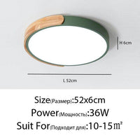 Plafonnier LED "Lumière Douce" en métal et bois$arrondi | Marco Lucetti Vert - 52 x 6cm - 36w / Froide