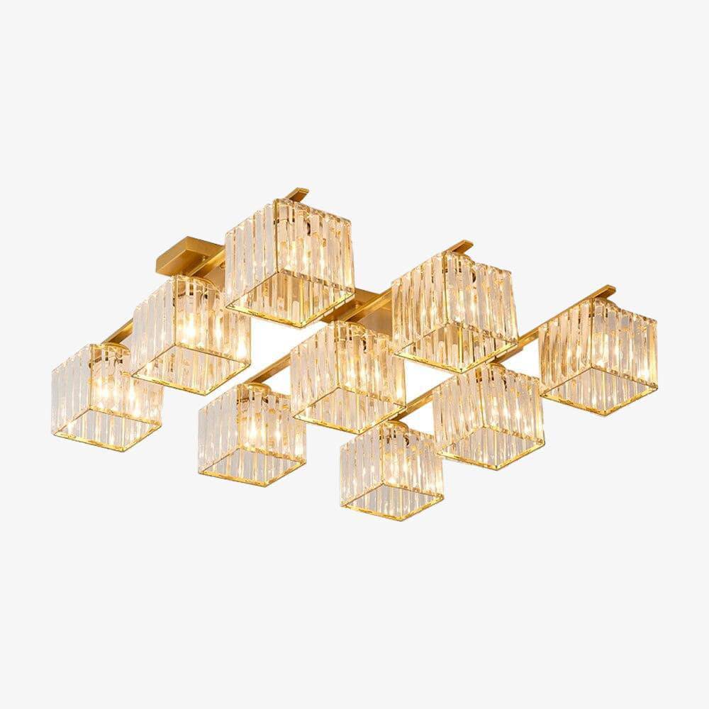 Plafonnier LED Luxe : Abat-jours en Verre Cristal | Marco Lucetti Doré